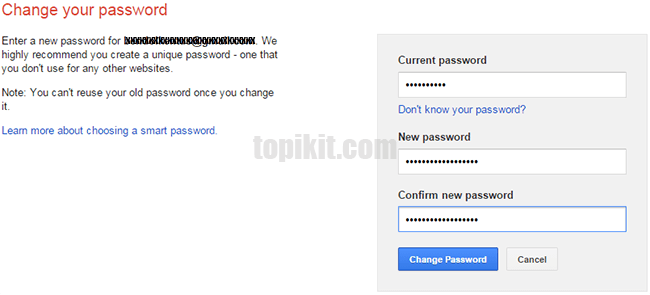 Mengubah password akun gmail