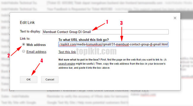Cara menyisipkan link (tautan) di Gmail