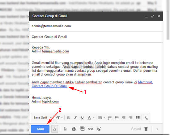 Cara menyisipkan link (tautan) di Gmail