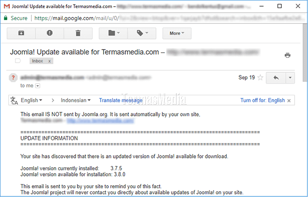 Membuka email GMail di jendela baru browser