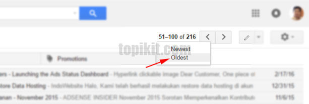 Menemukan email terlama (oldest email) di Gmail dengan Cepat