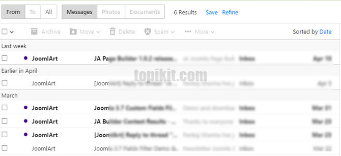 Mendapatkan semua email Yahoo Mail dari pengirim tertentu