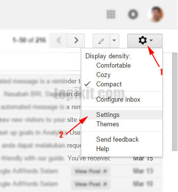 Mengubah jumlah email ditampilkan di inbox GMail