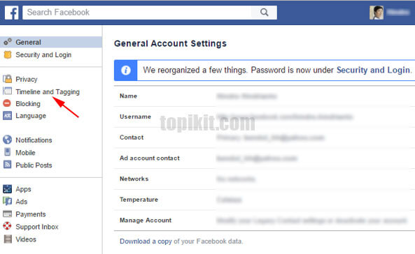 Mencegah orang menulis di timeline Facebook Anda