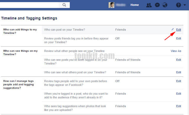 Mencegah orang menulis di timeline Facebook Anda
