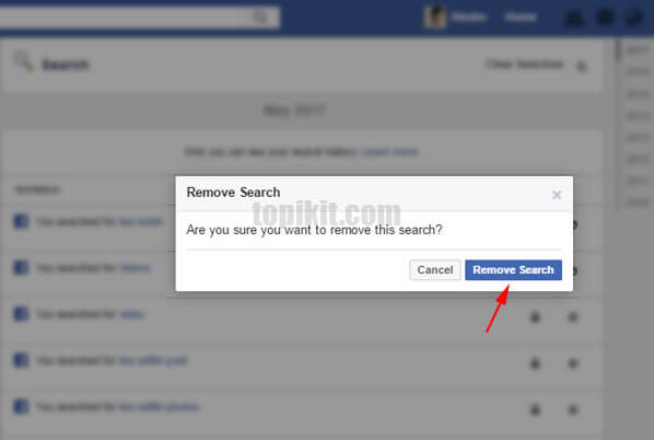 Menghapus riwayat penelusuran pencarian Facebook