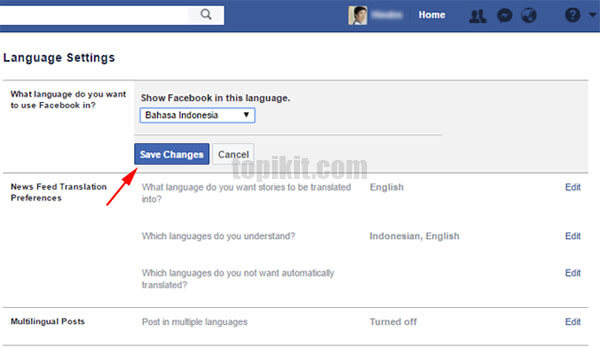 Mengubah mengganti bahasa tampilan Facebook